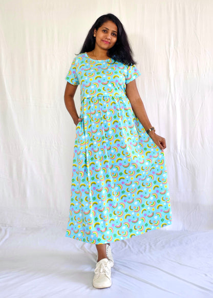 Mint Rainbow Printed Maternity & Feeding Loungewear