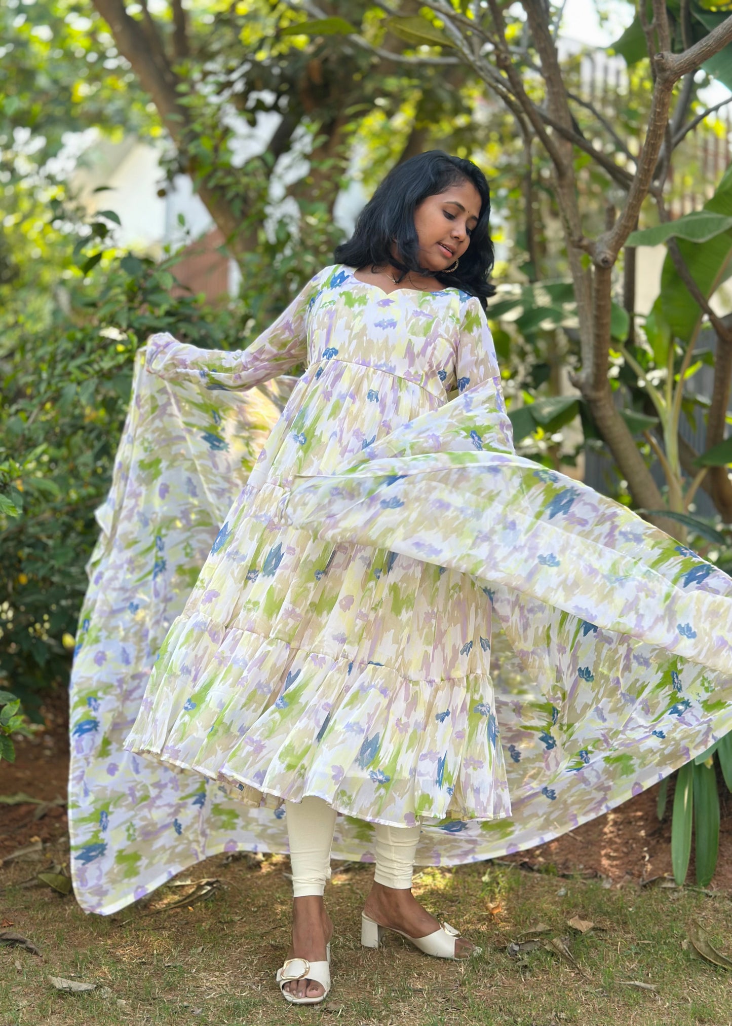 Pragnya Tiered Anarkali Kurta & Dupatta Set