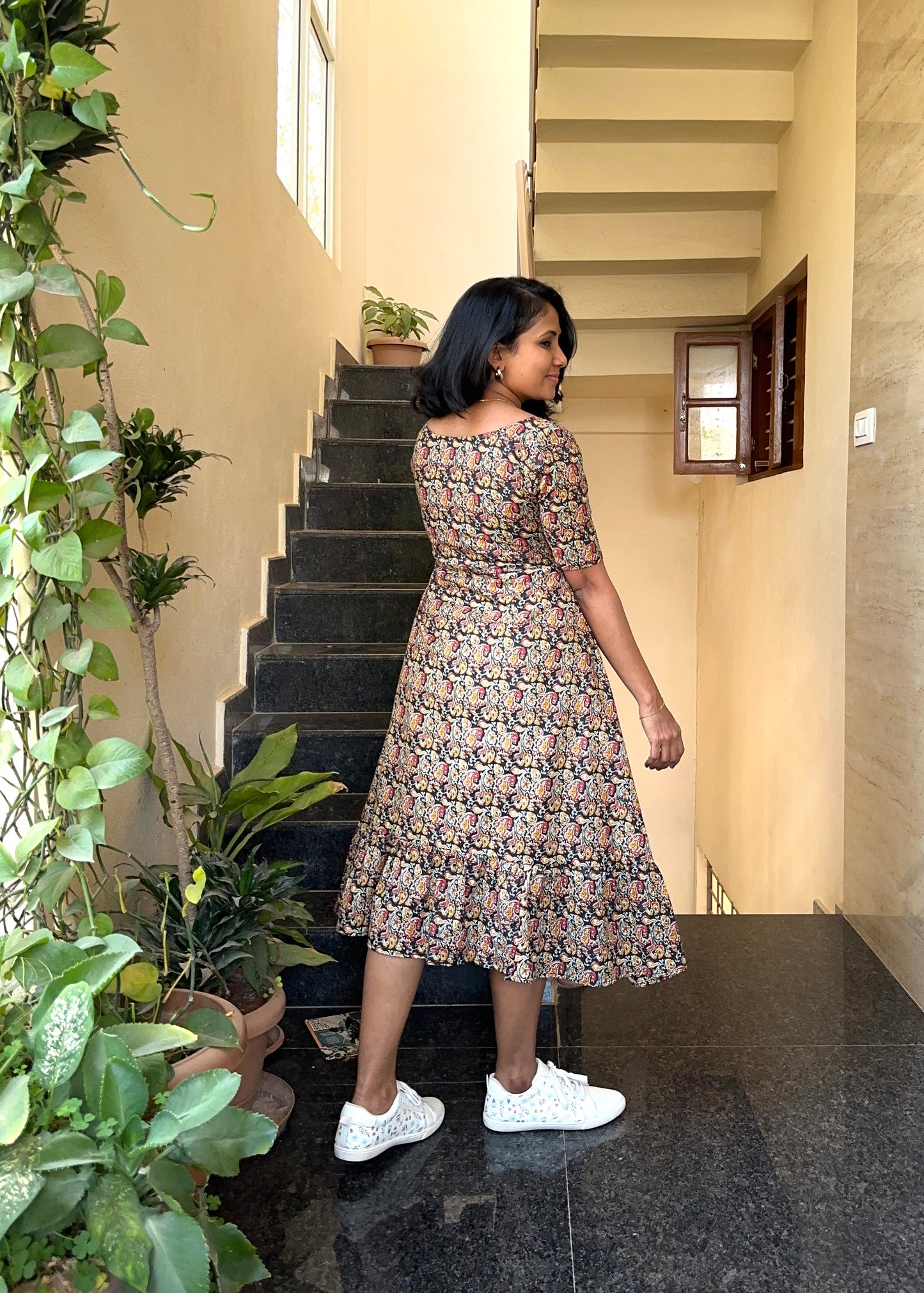 Mahira A line Cotton Midi Dress