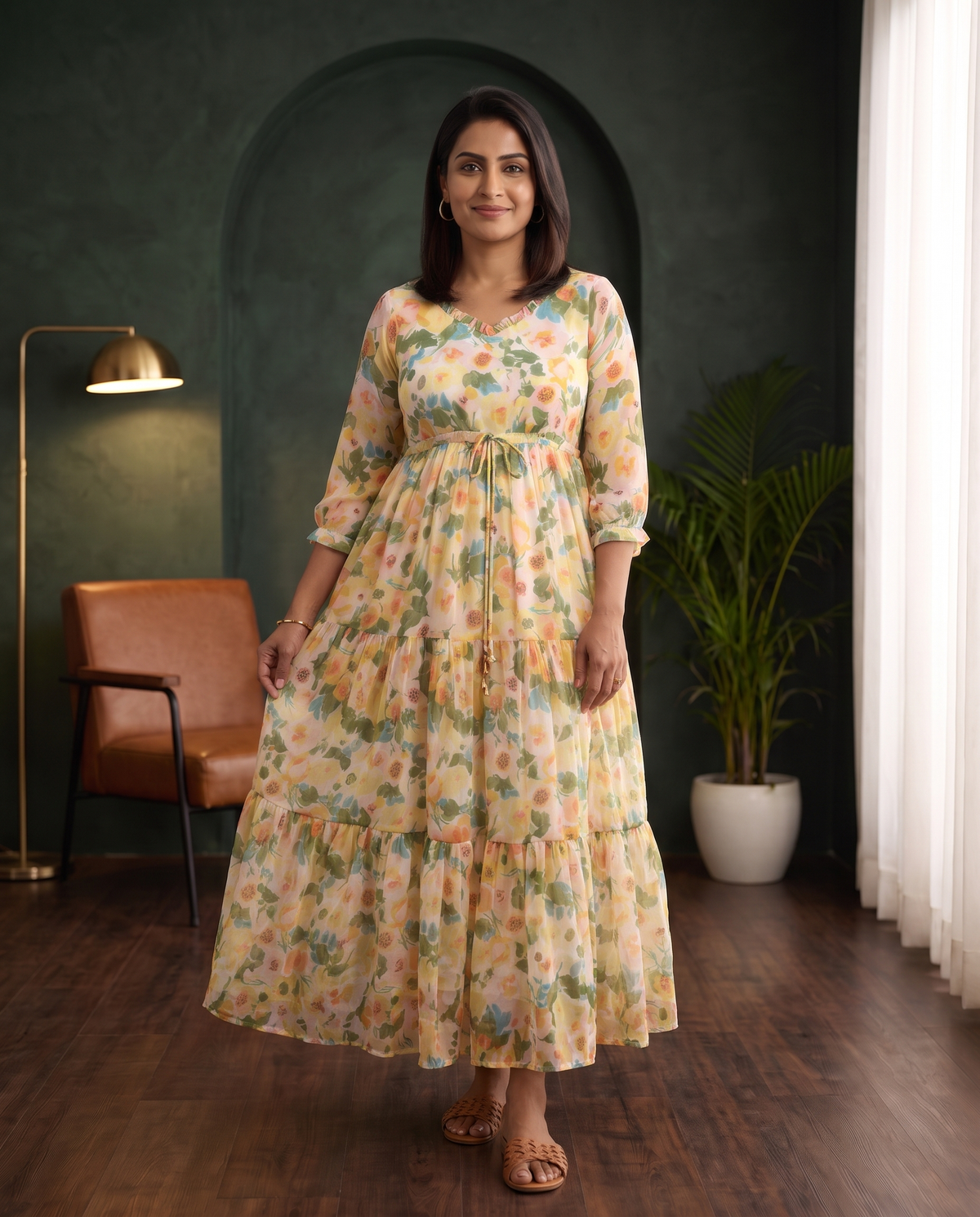 Floral Whimsy Multicolour Floral Tiered Dress