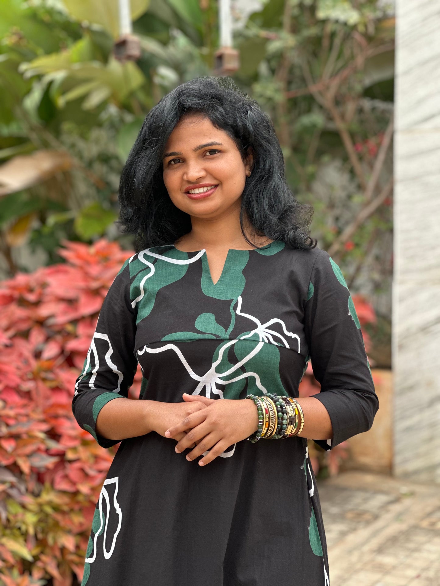 Black Petal Kurta Set