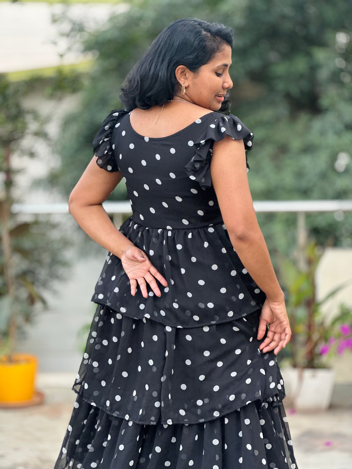 Luna dot 3 layered midi dress