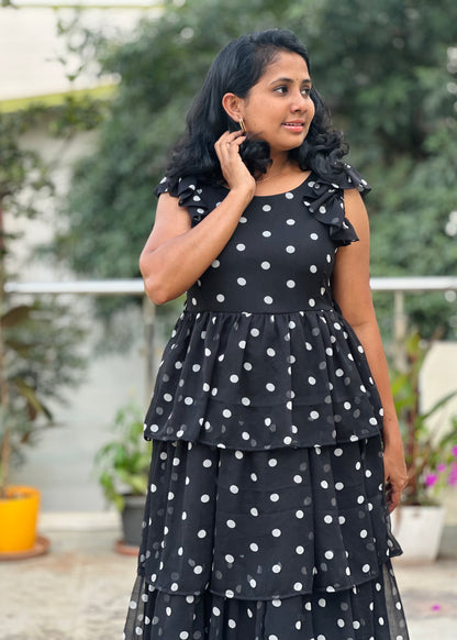 Luna dot 3 layered midi dress