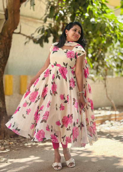 Gulabi Bloom Floral Print Anarkali