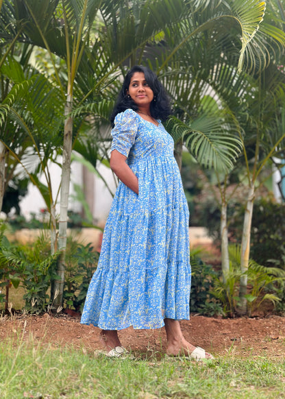 Neelima Skyblue 3 tiered Dress