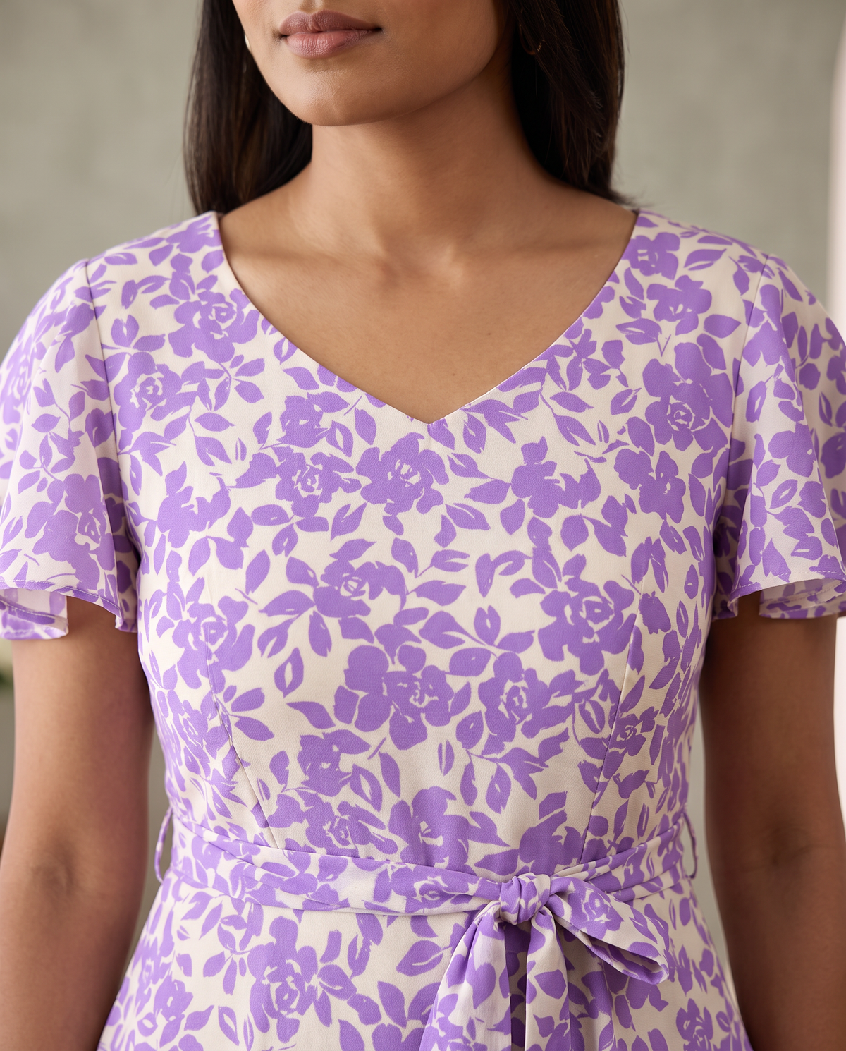 Lilac Poetry  Floral Flared Dress