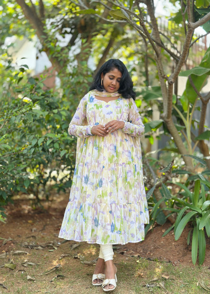 Pragnya Tiered Anarkali Kurta & Dupatta Set