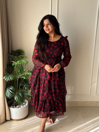 Allison Black 3 layered Dress