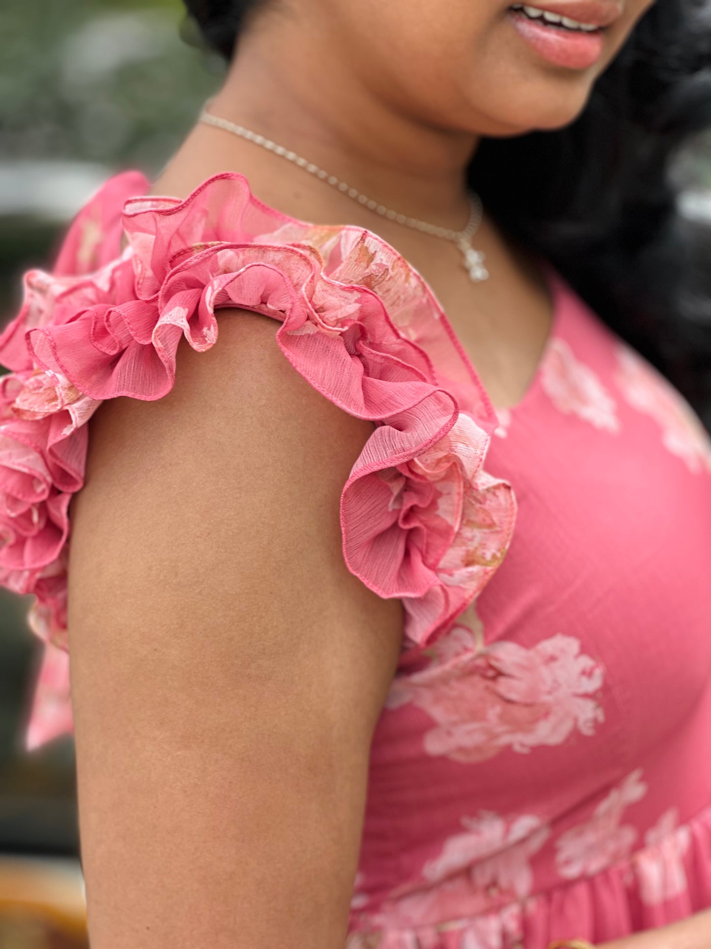 Coral Breeze Midi Dress