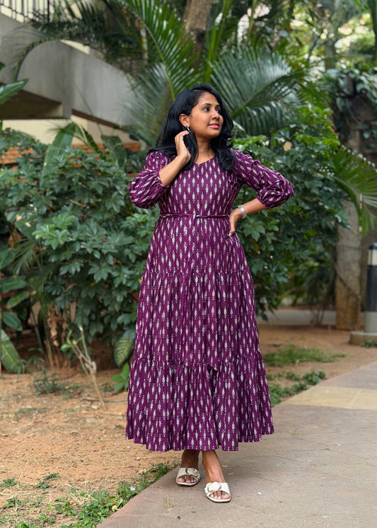 Aria Maxi Dress — Purple Ikat Print