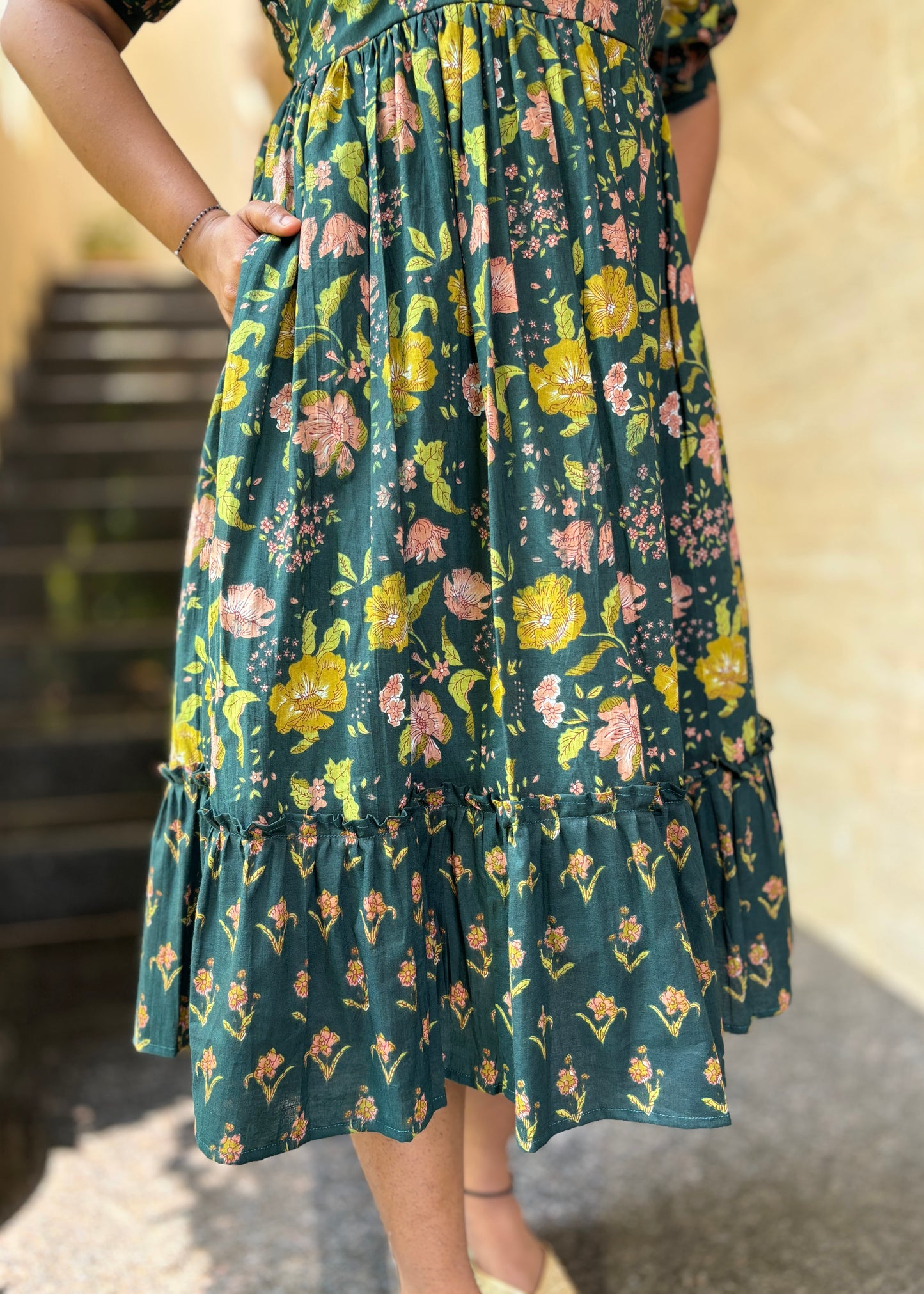 Elisa Floral Cotton Midi Dress