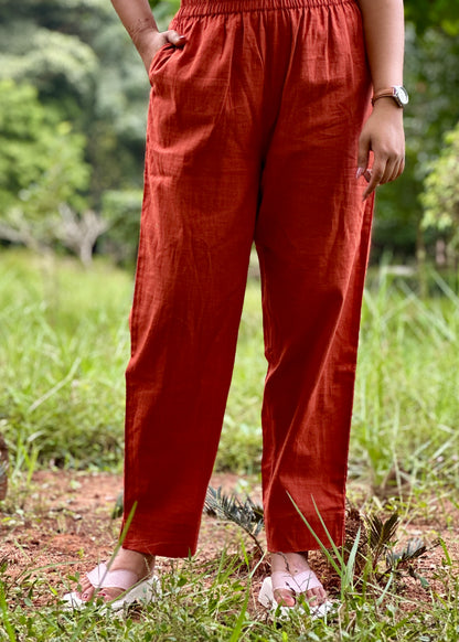 Cotton Pants- Rust