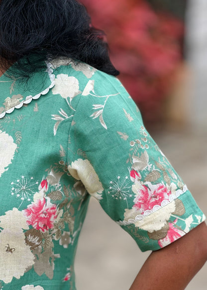 Evara Floral Green Kurta Set