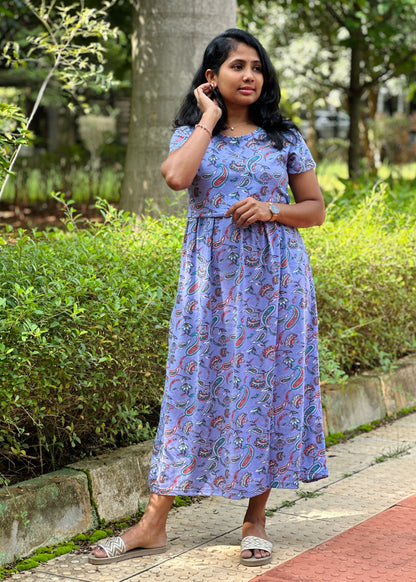 Blue paisely Printed Maternity & Feeding Loungewear