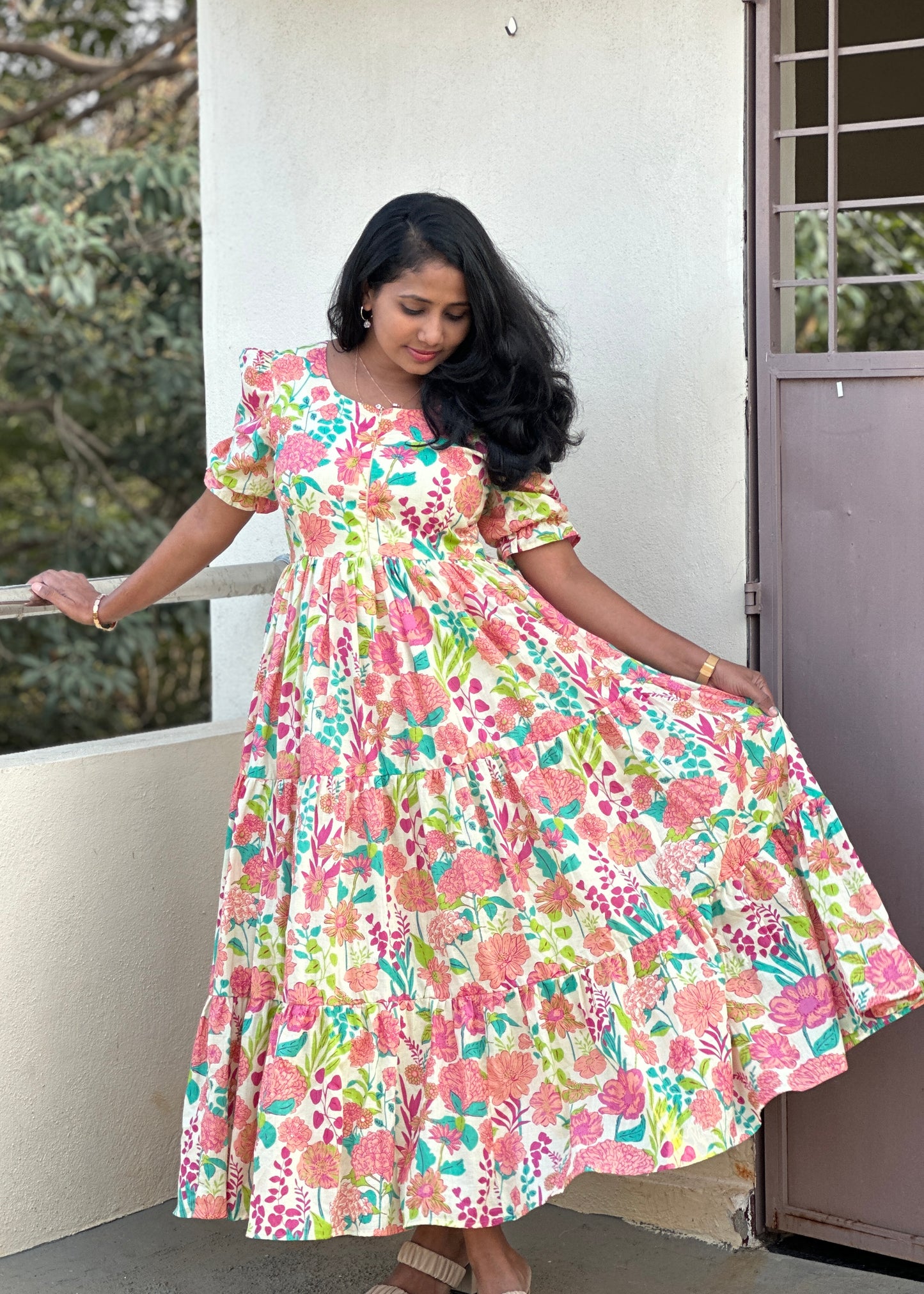 Amala Off-White Cotton Maxi Dress