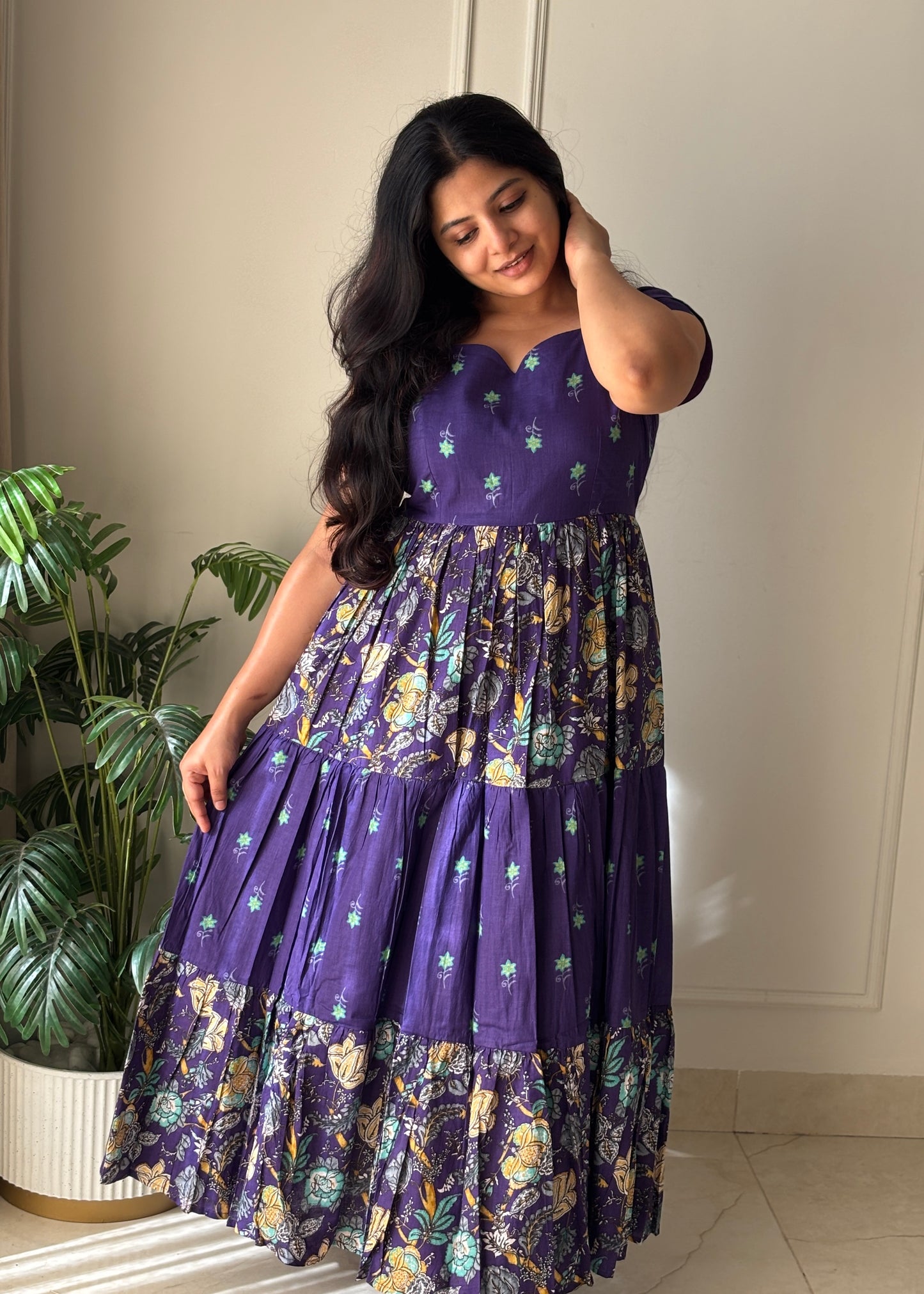 Violette Cotton Tiered Midi Dress