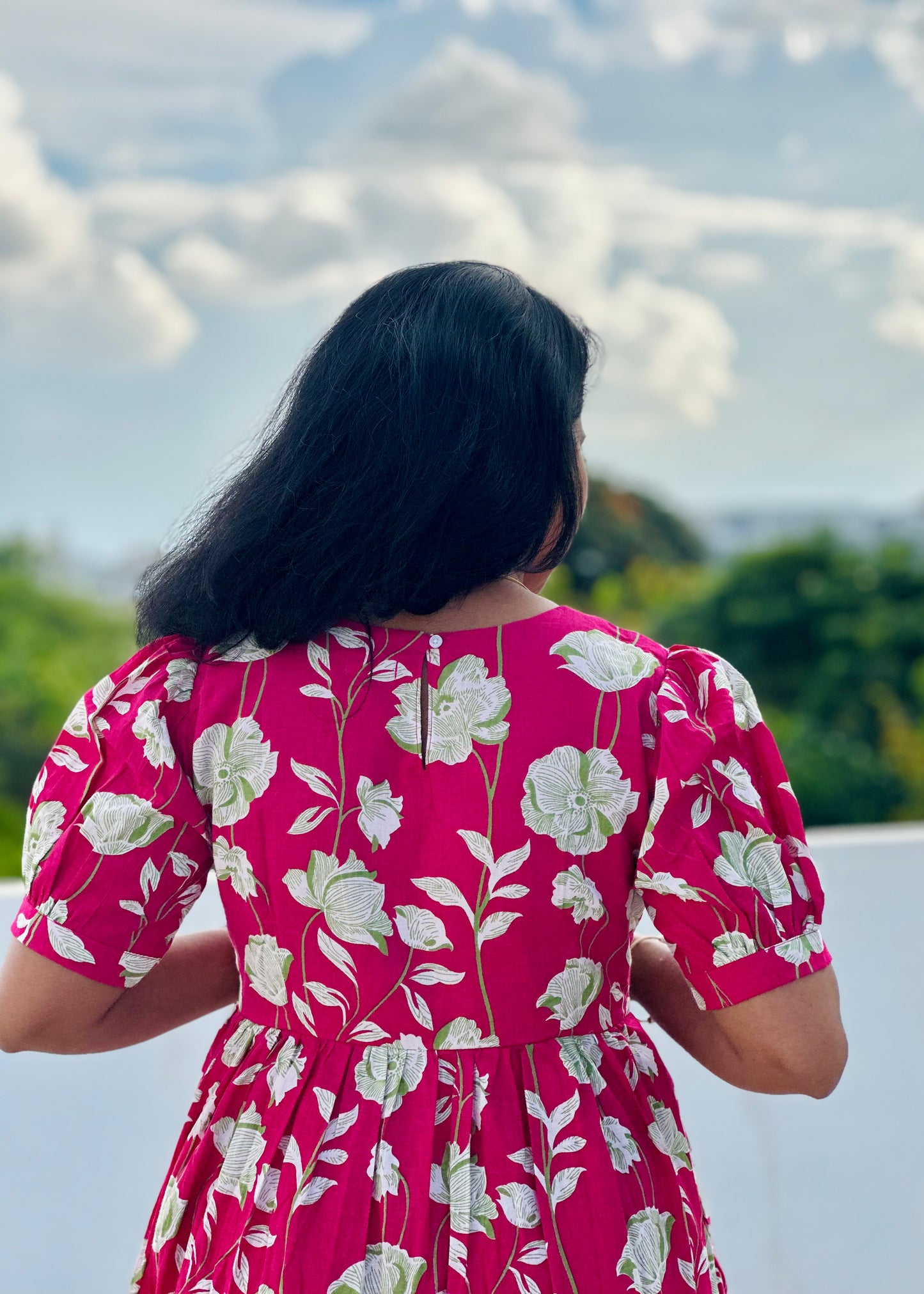 Fuchsia 3 tier dress-Immediate Dispatch