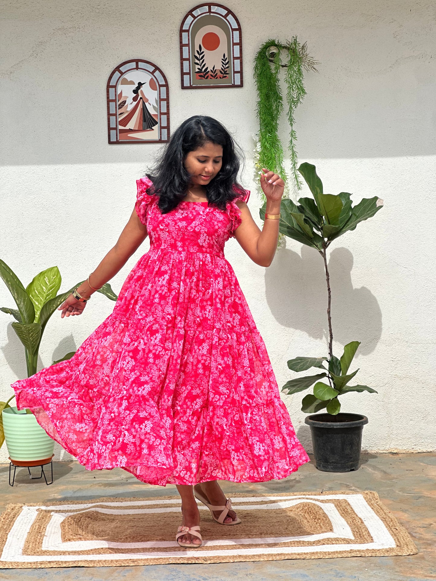 Pink floral dress