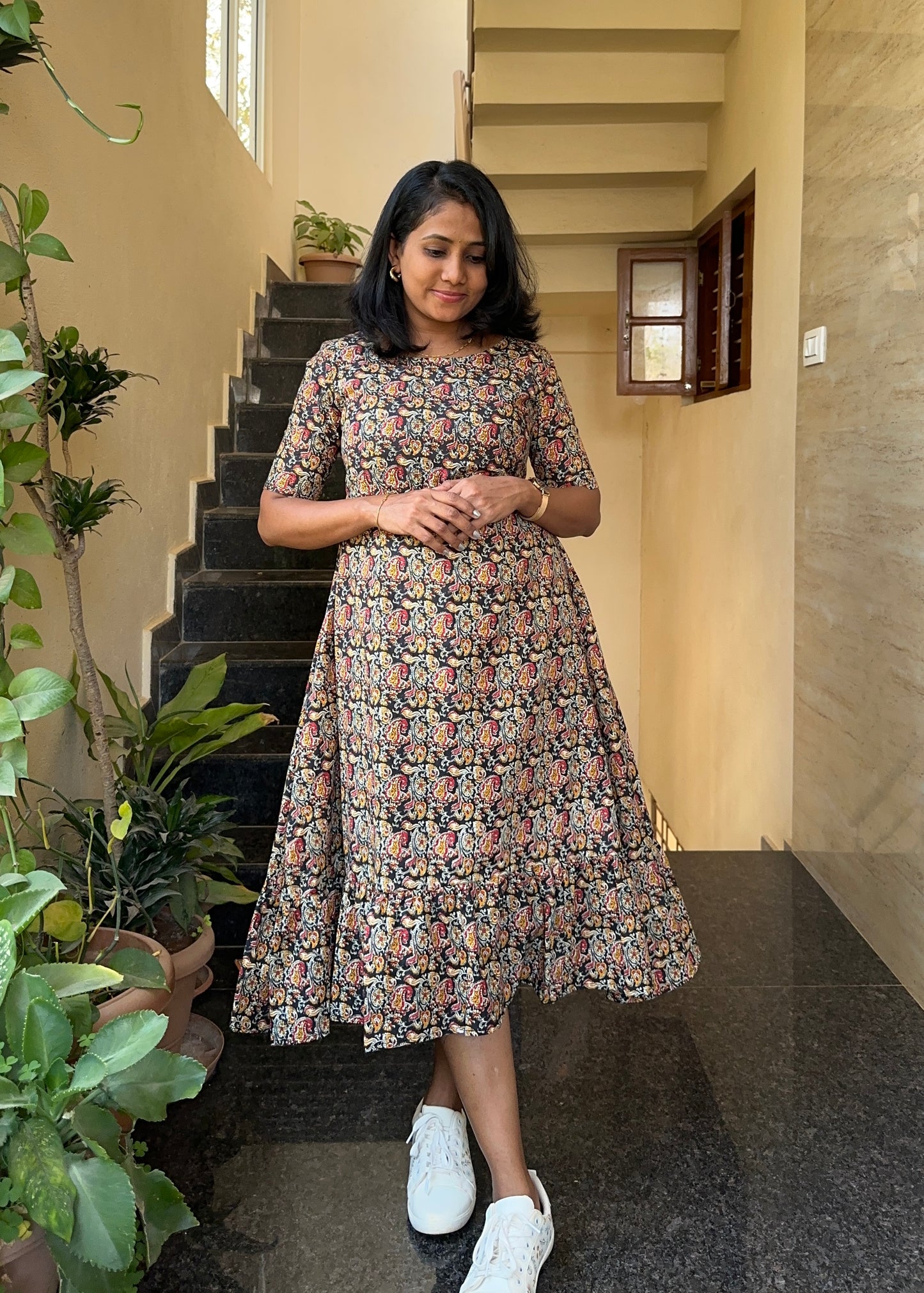 Mahira A line Cotton Midi Dress