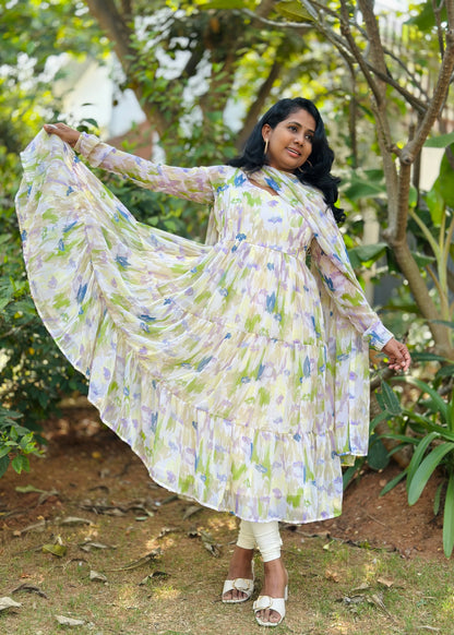 Pragnya Tiered Anarkali Kurta & Dupatta Set