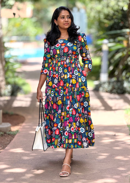 Mosaic Cotton Tiered Dress
