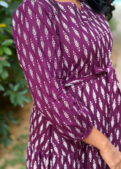 Aria Maxi Dress — Purple Ikat Print