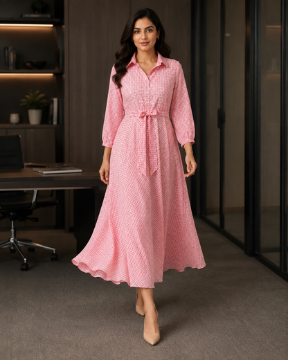 Elowen Blush Pink Collared Georgette Dress