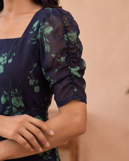 Selene Floral  Georgette Midi Dress
