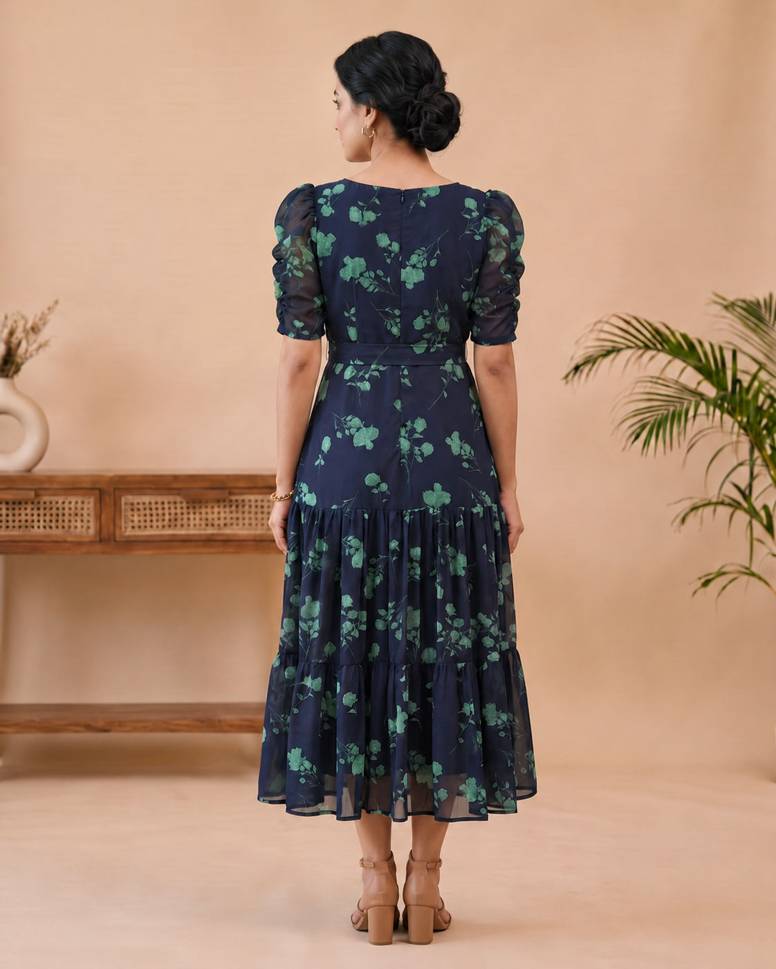 Selene Floral  Georgette Midi Dress
