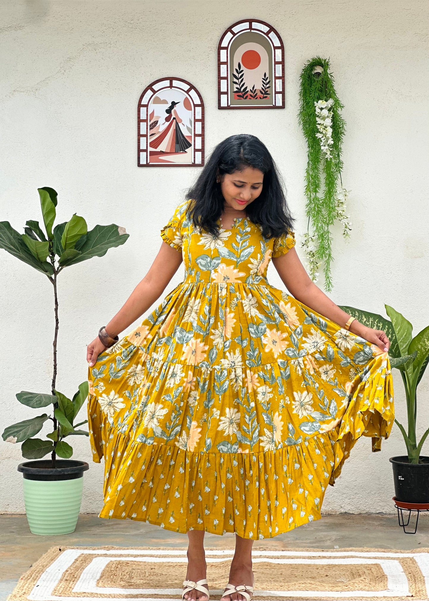 Mustard Meadow 3 tier dress