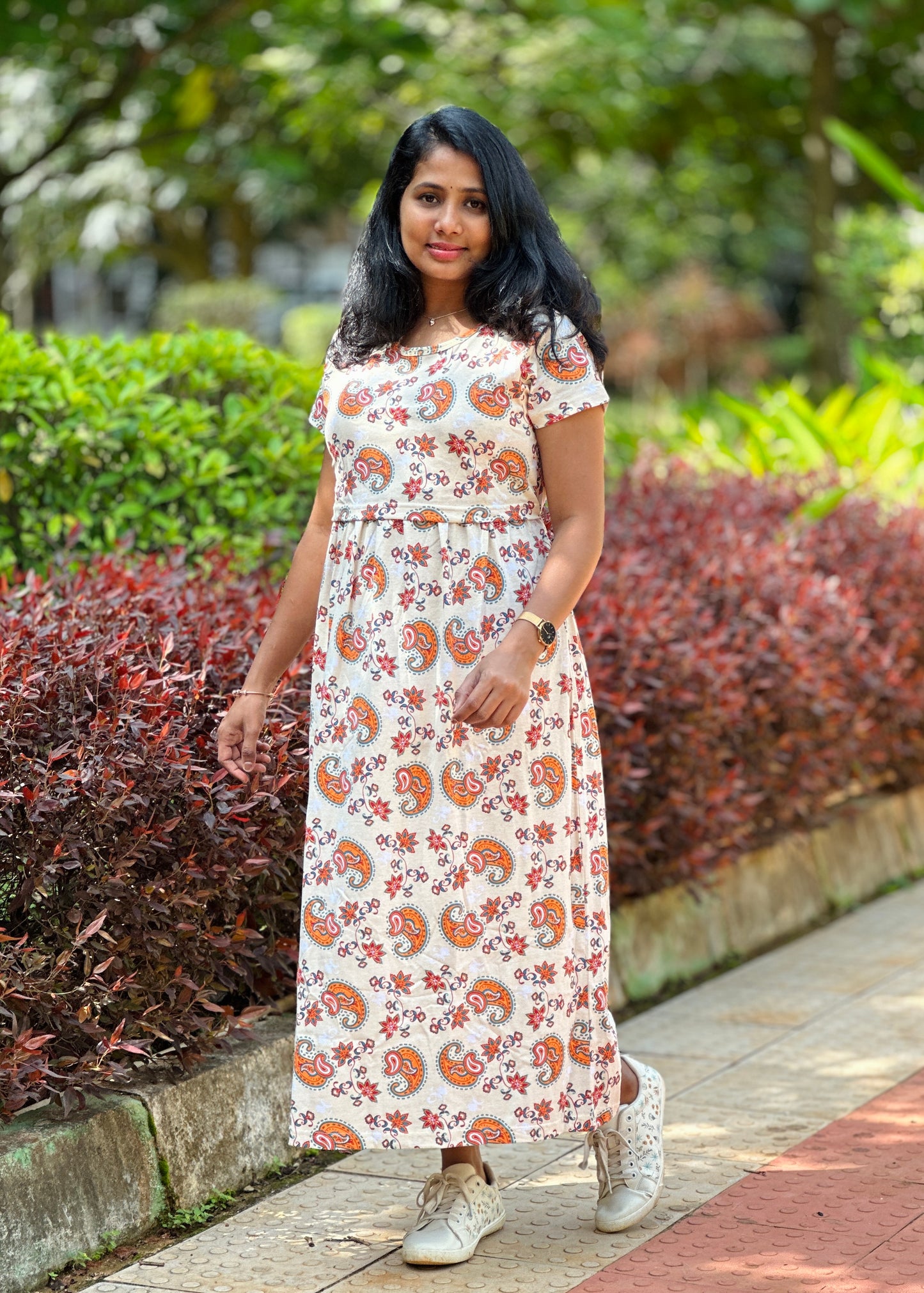 Light Yellow Paisley Printed Maternity & Feeding Loungewear
