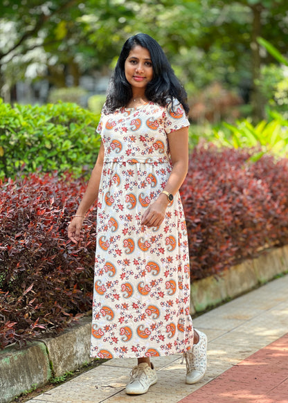Light Yellow Paisley Printed Maternity & Feeding Loungewear