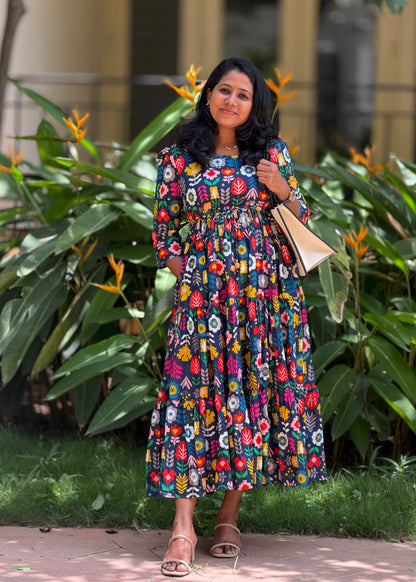 Mosaic Cotton Tiered Dress