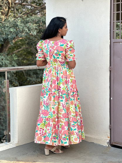 Amala Off-White Cotton Maxi Dress