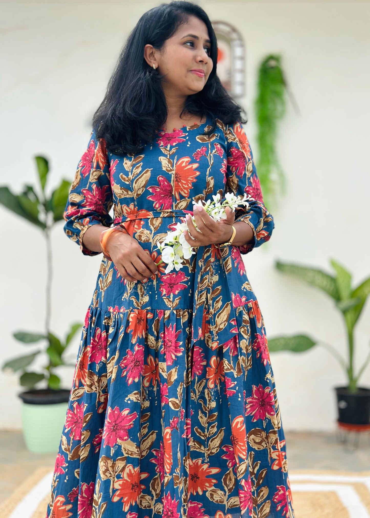 Blue Bloom A-line dress