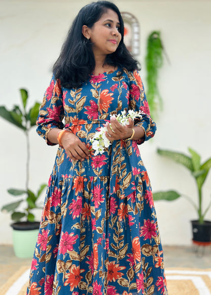 Blue Bloom A-line dress