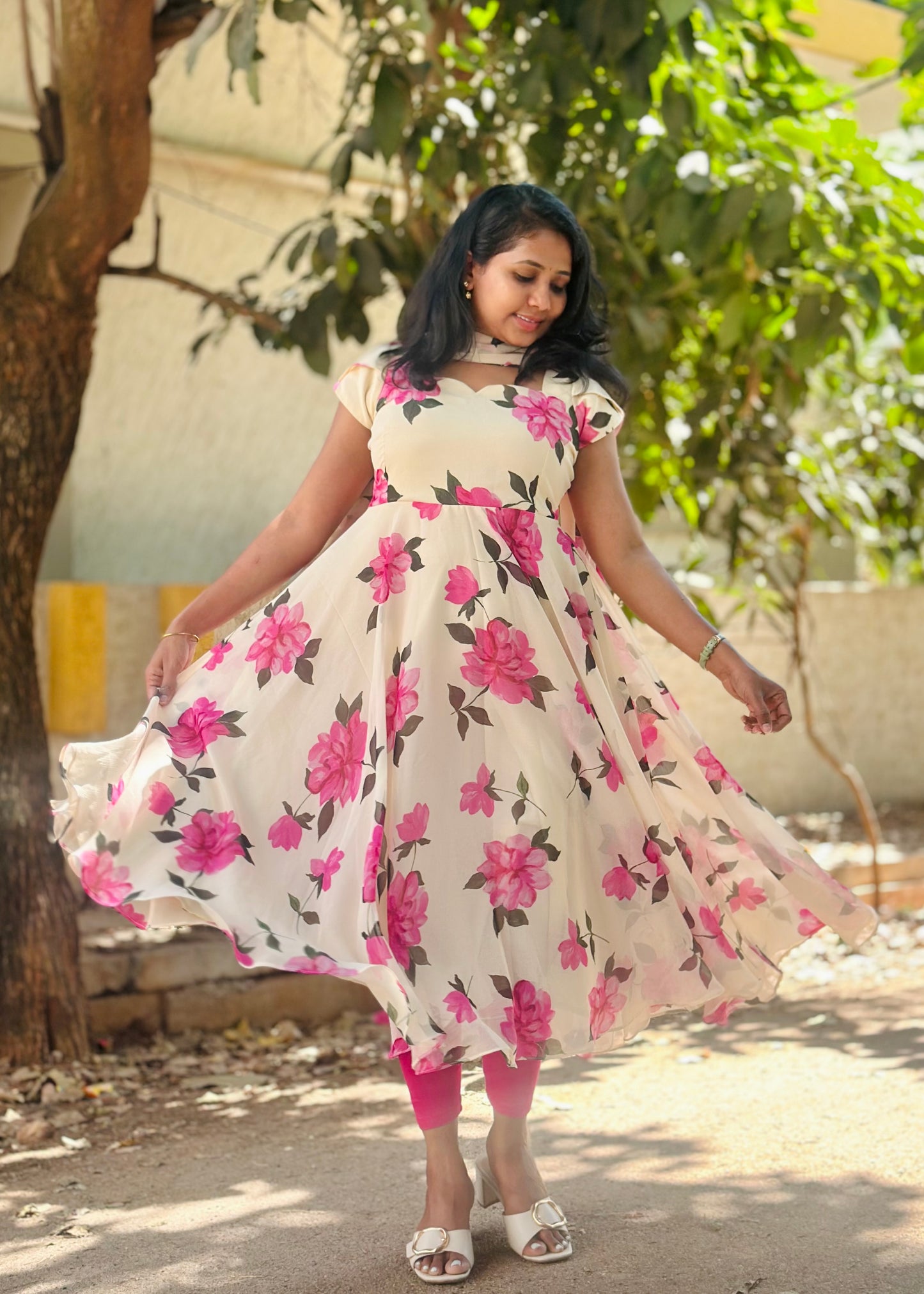 Gulabi Bloom Floral Print Anarkali