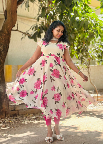 Gulabi Bloom Floral Print Anarkali
