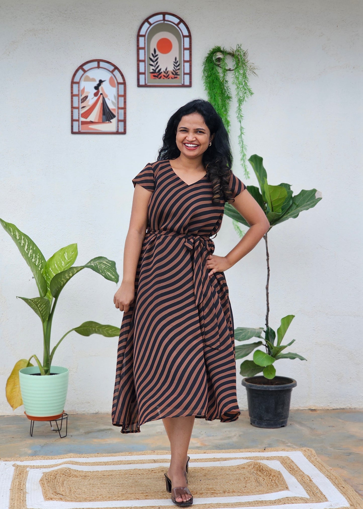 Striped black dress