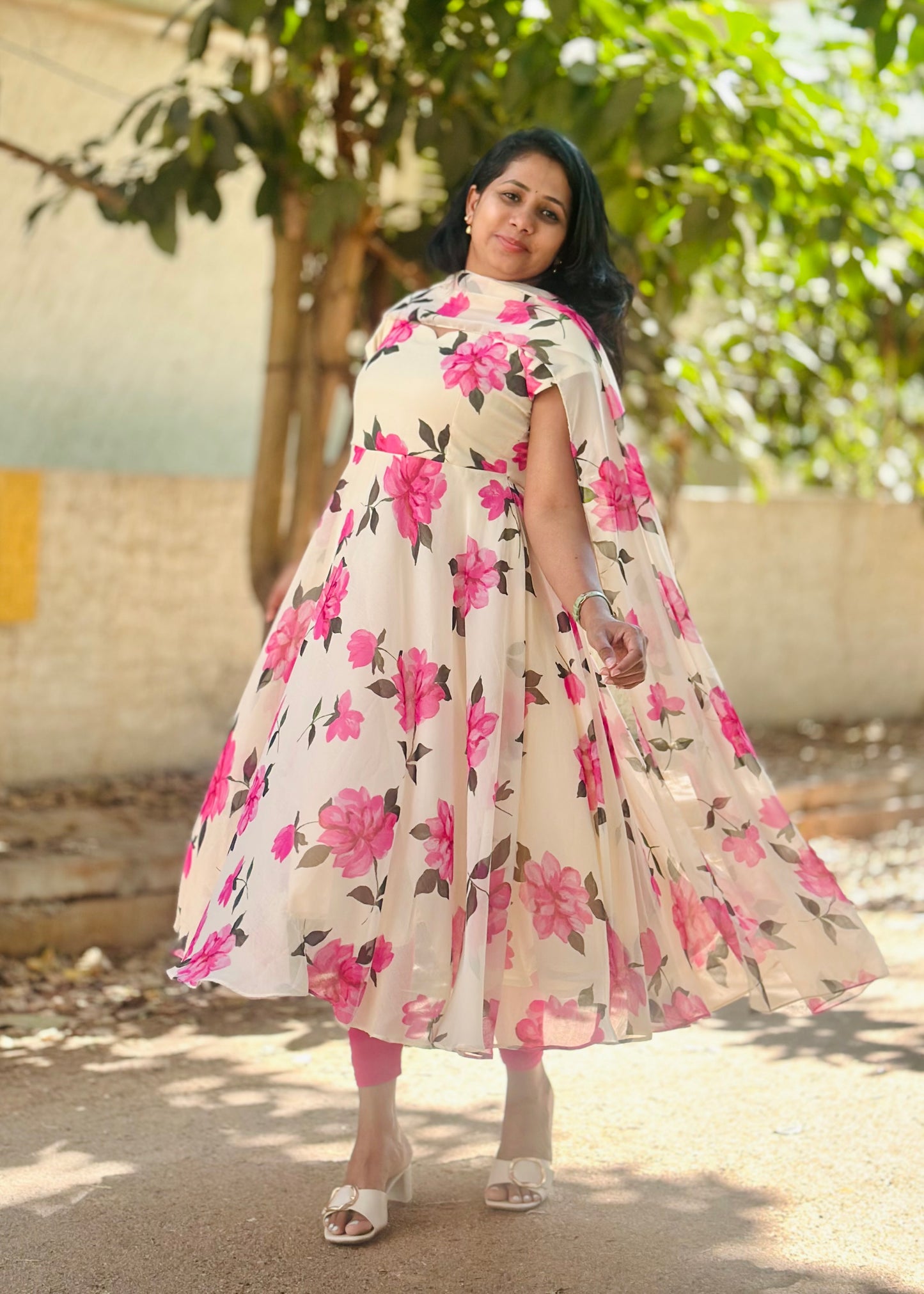 Gulabi Bloom Floral Print Anarkali