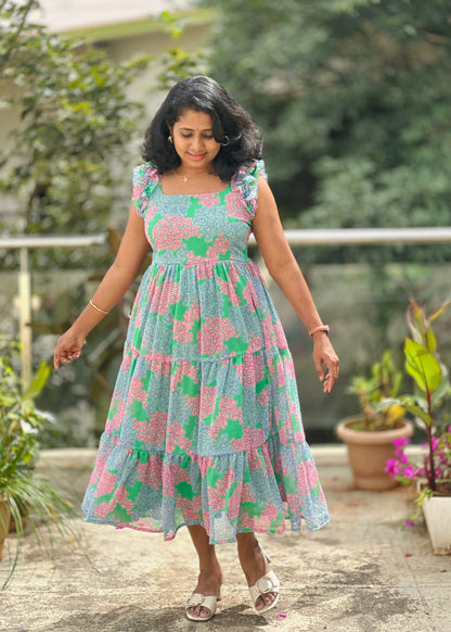 Spring garden midi dress