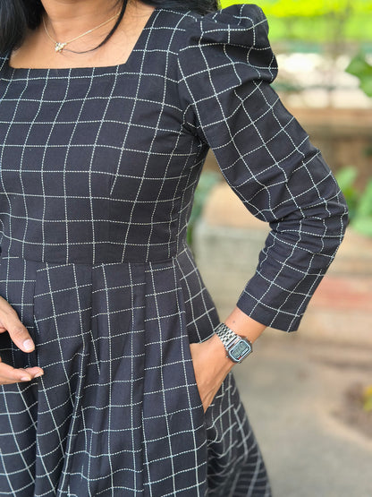 Black Checks Kali dress-Immediate Dispatch