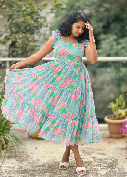 Spring garden midi dress