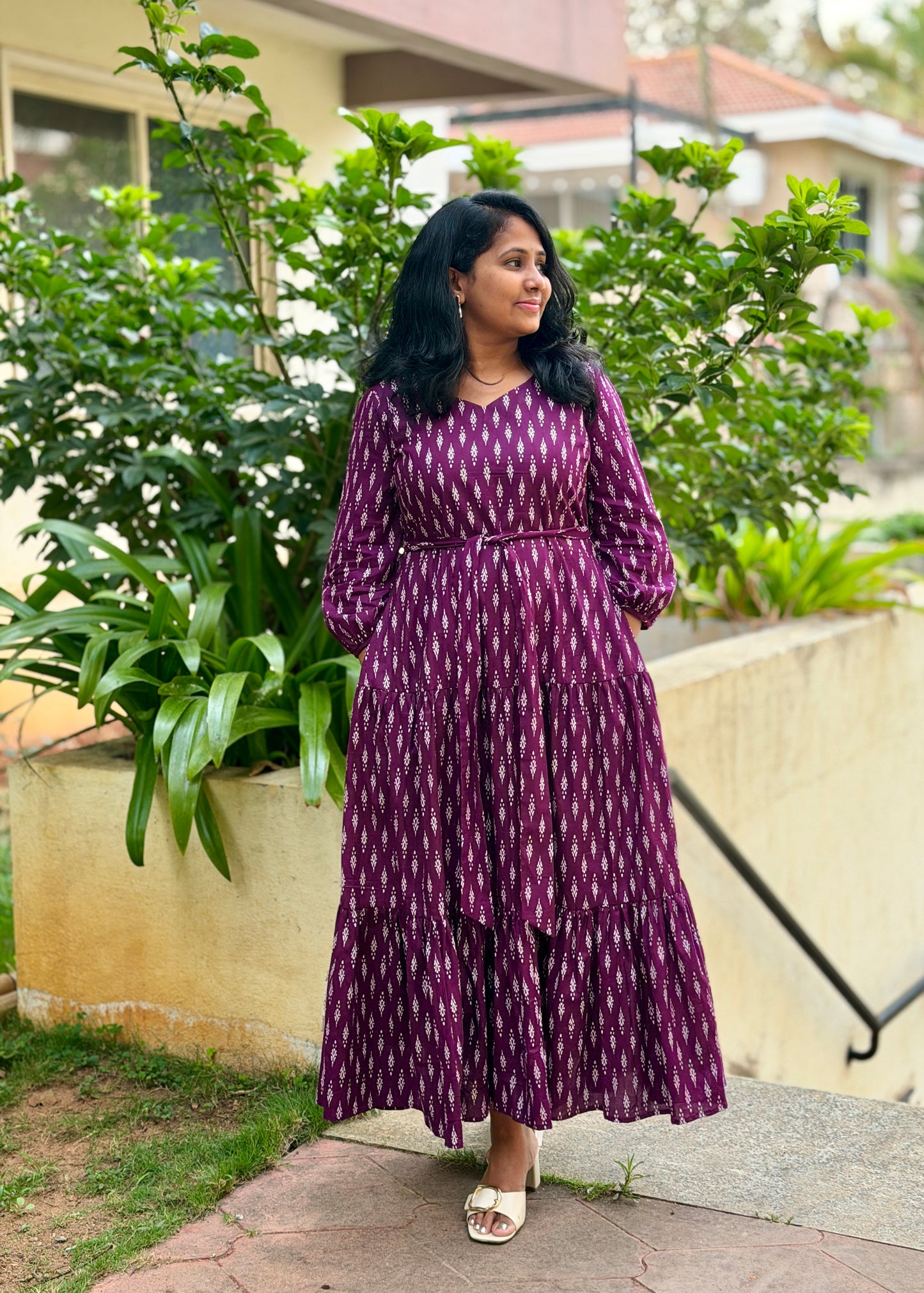 Aria Maxi Dress — Purple Ikat Print