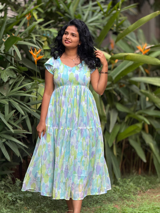 Elara Tiered Chiffon Dress