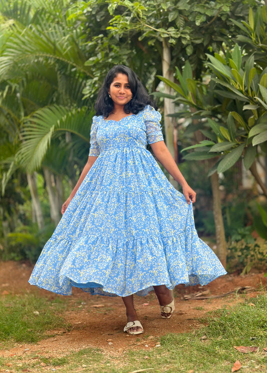 Neelima Skyblue 3 tiered Dress