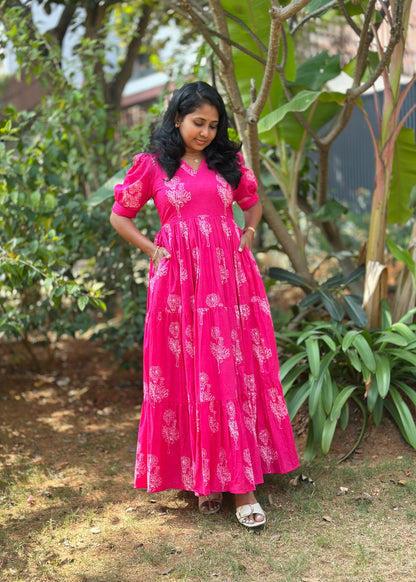 Pink Petal Flare Maxi Dress