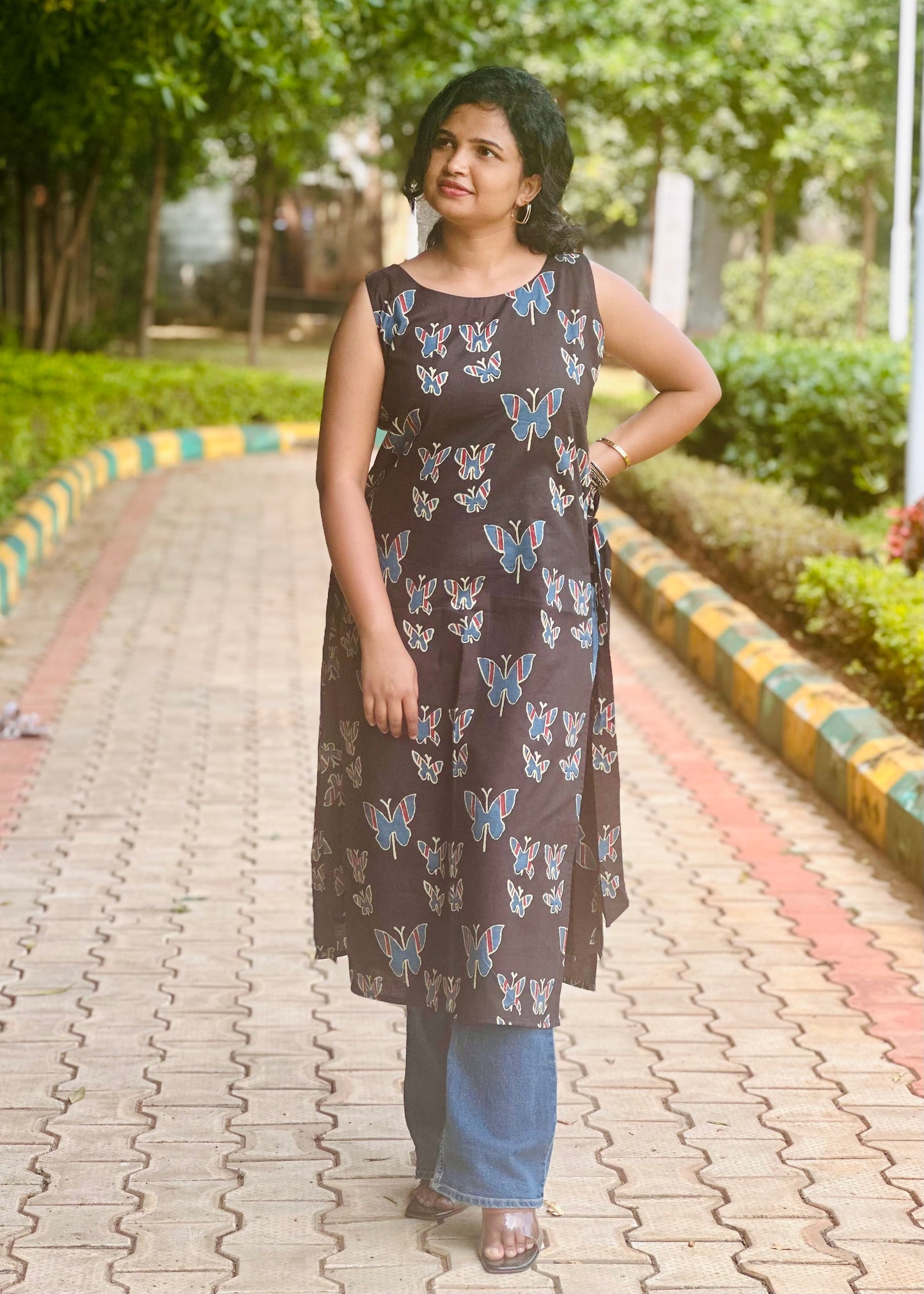 Black Butterfly kurta with lining