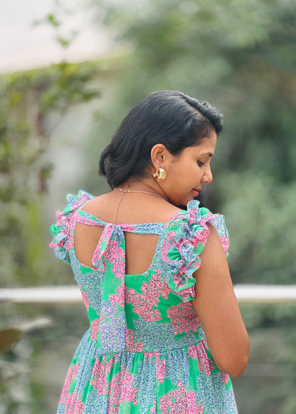 Spring garden midi dress