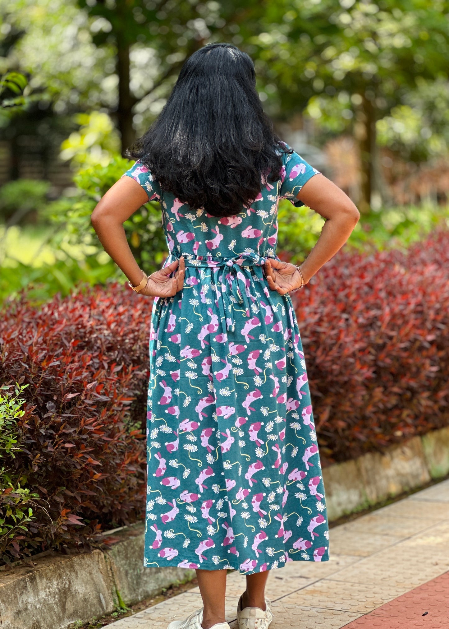 Teal Rabbit Printed Maternity & Feeding Loungewear